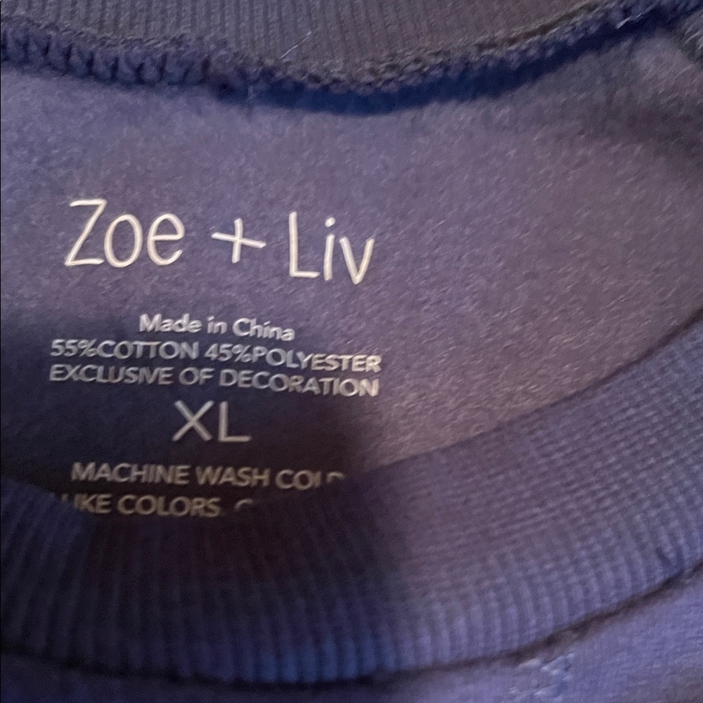 Zoe + Liv Navy USA Flag Graphic Crew Sweatshirt - Picture 2 of 4